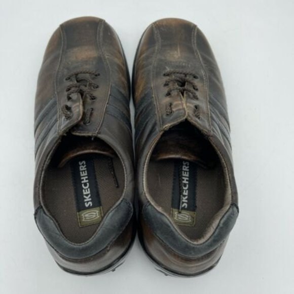 Skechers SN 4400 Men's Size 8.5 Brown Leather Casual Lace Up Shoes - Picture 6 of 7